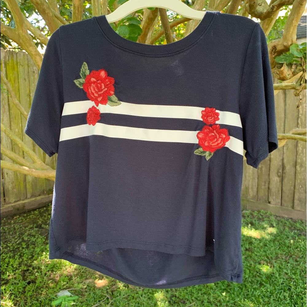 Hollister blue shirt with flowers size XS